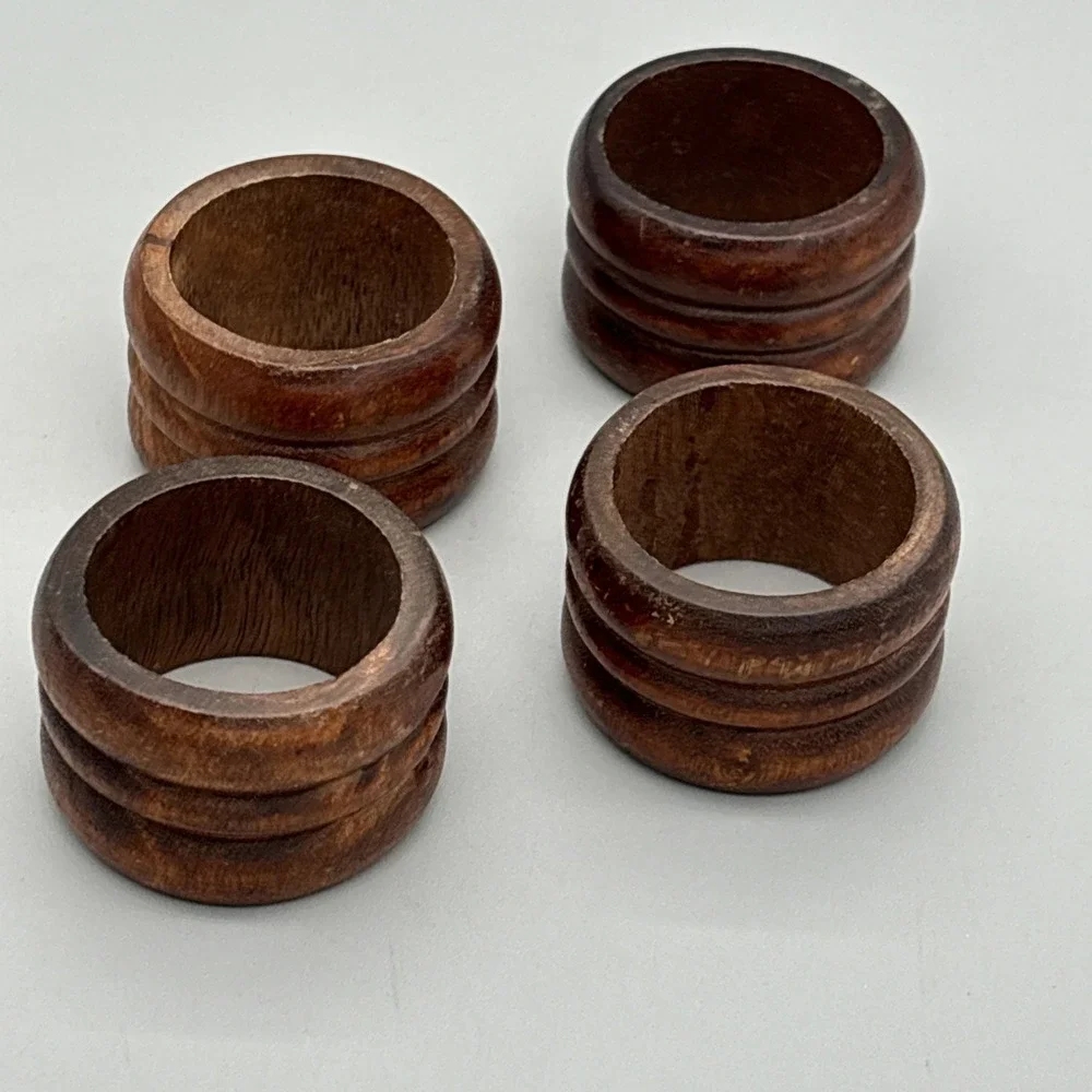 MCM Knobler Wooden Napkin Rings - Set of 8 - Wood Napkin Holders Vintage 1.25